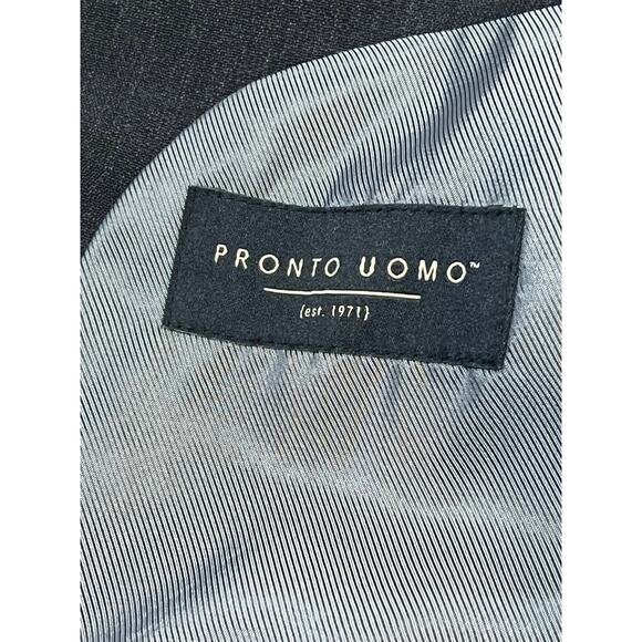 Promto Uomo Suit Jacket Blazer Wool Charcoal Grey Mens Size‎ 42 Long 36 Waist - Picture 4 of 7